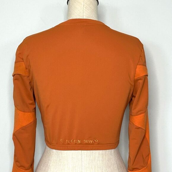 So Real GSUWOO GFS Long Sleeve Orange Ribbed Crop Top size Large - Picture 6 of 11